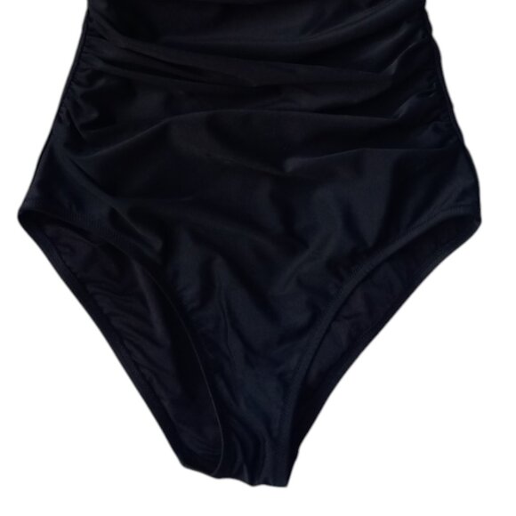 J Crew swimsuit black one shoulder ruched sz M NEW - Picture 6 of 12
